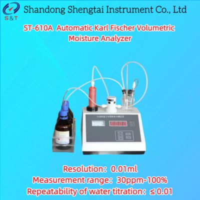 ST-610A Automatic Karl Fischer Moisture Analyzer with 30ppm-100% Range and 0.01ml Resolution