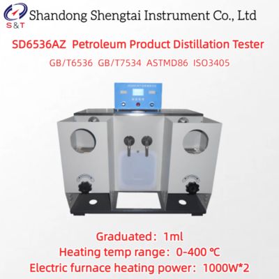 Testador de destilação fracionada de combustível com 2 furos, banho frio de 5,5L, aquecimento 0-400℃ ASTM D86