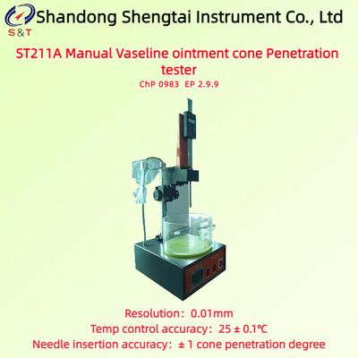 Analisador de penetração do cone de pomada de vaselina manual Medida 0 - 70 mm Controle de temperatura 25 ± 0,1°C EP 2.9.9